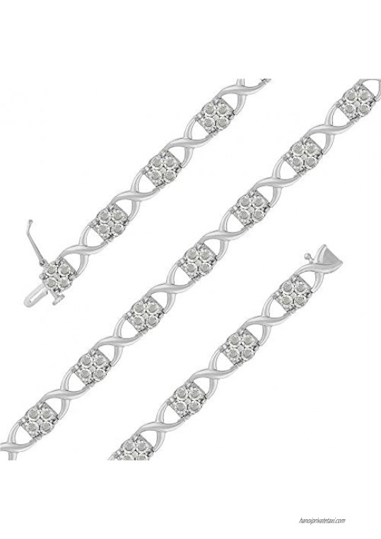 Sterling Silver Rose-Cut Diamond Love Locks Link Bracelet (1.00cttw I-J color I3-Promo clarity)