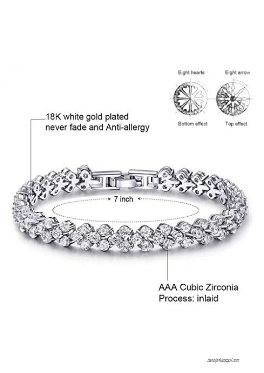 Tennis Bracelet with Swarovski Elements Jewelry AAA Cubic Zirconia 18K Platinum Plated Crystal Lady Women CZ Tennis Bracelets Bangle Wedding Gift