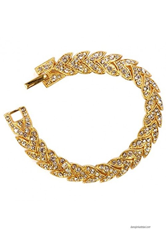 Topwholesalejewel Gold Crystal Rhinestone Chevron Tennis Bracelet