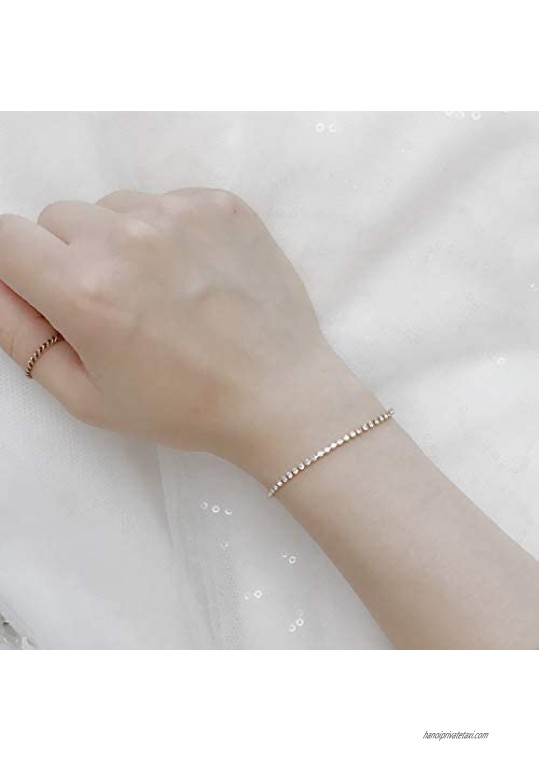 UJOY Fashion Bracelets Tennis Crystal Cubic Zirconia Square Stones Golden Chain Women's Jewelry Gift