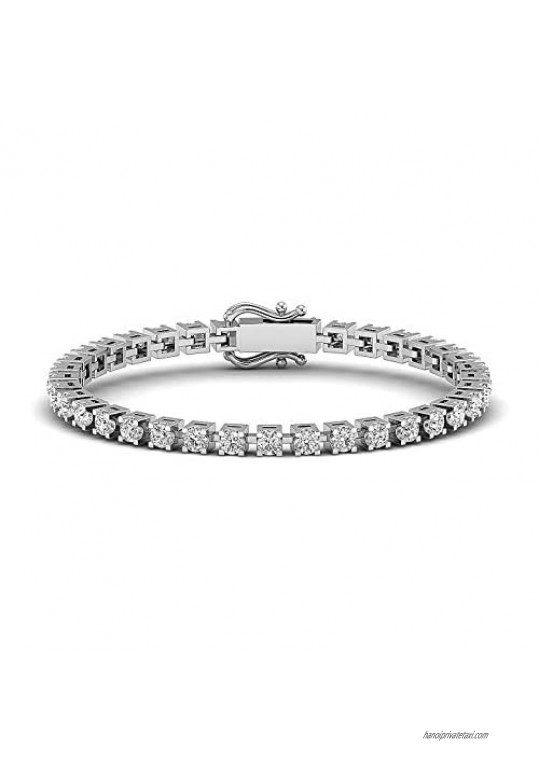 Valentine's Day Gifts For Love Forever Shine Charu Jewels 18K White Gold Finished 925 Sterling Silver Ladies Tennis Bracelets Studded With Round Cubic Zirconia Diamond - 7 Inches