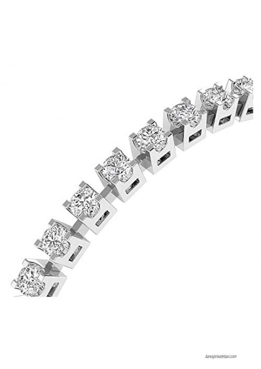 Valentine's Day Gifts For Love Forever Shine Charu Jewels 18K White Gold Finished 925 Sterling Silver Ladies Tennis Bracelets Studded With Round Cubic Zirconia Diamond - 7 Inches