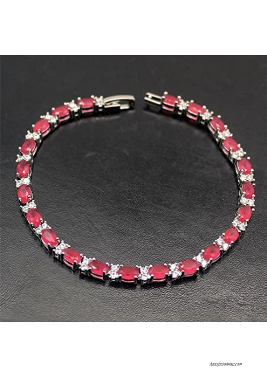 Vanessa Classic Tennis Bracelets 7'' 8'' Oval Gemstone Sapphire Ruby Emerald Bracelet Gifts for Women
