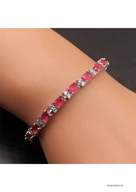 Vanessa Classic Tennis Bracelets 7'' 8'' Oval Gemstone Sapphire Ruby Emerald Bracelet Gifts for Women
