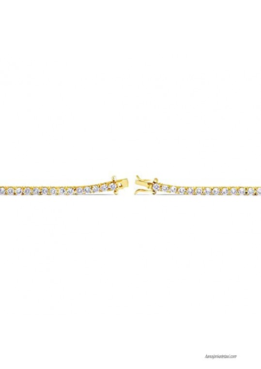 Victoria Townsend 18k Gold Plated Round Cubic Zirconia Classic Tennis Bracelet for womens men 7.50