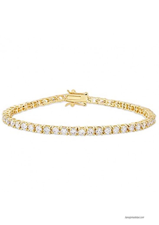 Victoria Townsend 18k Gold Plated Round Cubic Zirconia Classic Tennis Bracelet for womens men 7.50"