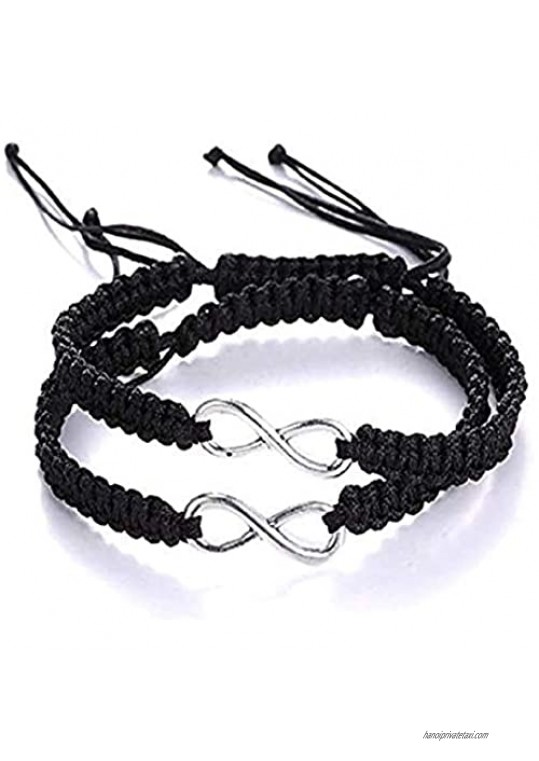 2/4 Pcs8 Infinity Braided Handcrafted Lucky Bracelets Sets Matching Distance Couple Friendship Adjustable Rope Bangle Wristband String Jewelry for Women Girls