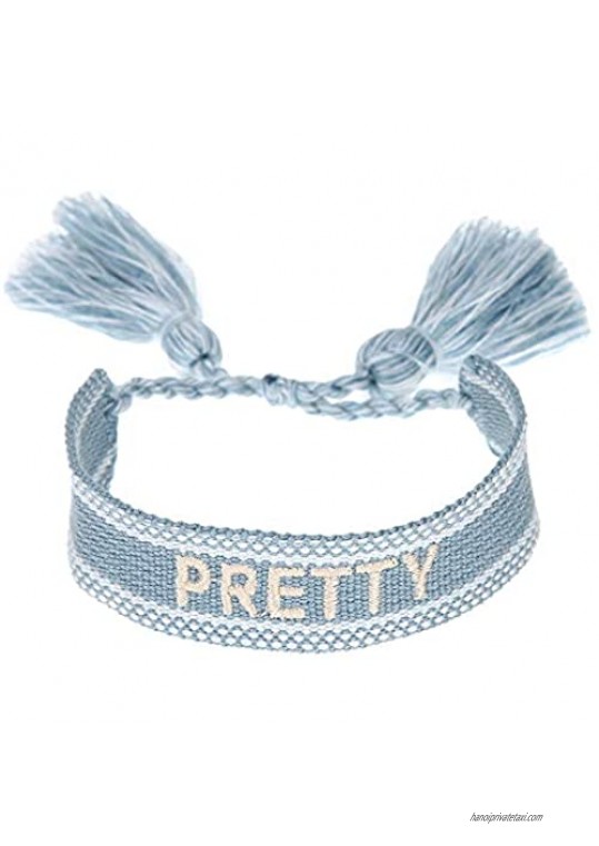 COLORFUL BLING 2pcs Handmade Friendship Wrap Bracelet Set Vintage Woven Lucky Knitted Word Adjustable Braided Bracelets for Women Girls Gift