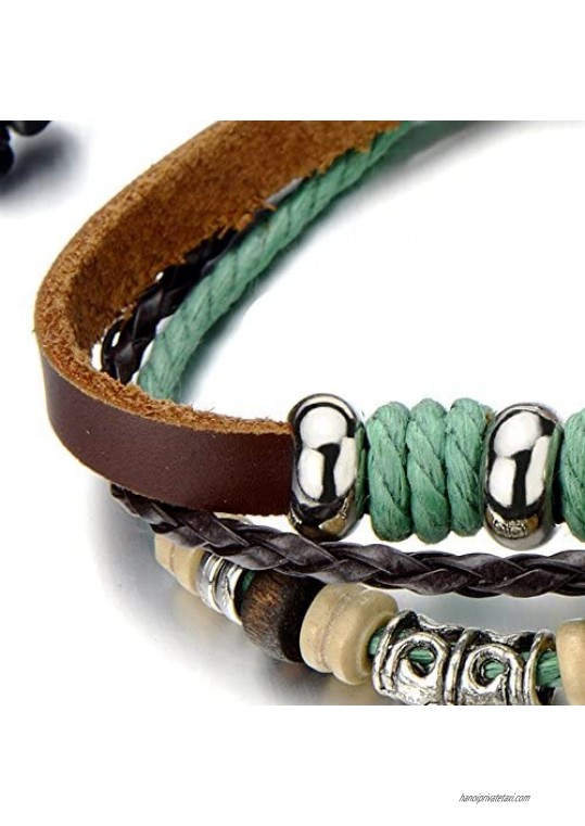 COOLSTEELANDBEYOND Butterfly Brown Leather Bracelet Wristband Wrap Bracelet for Women