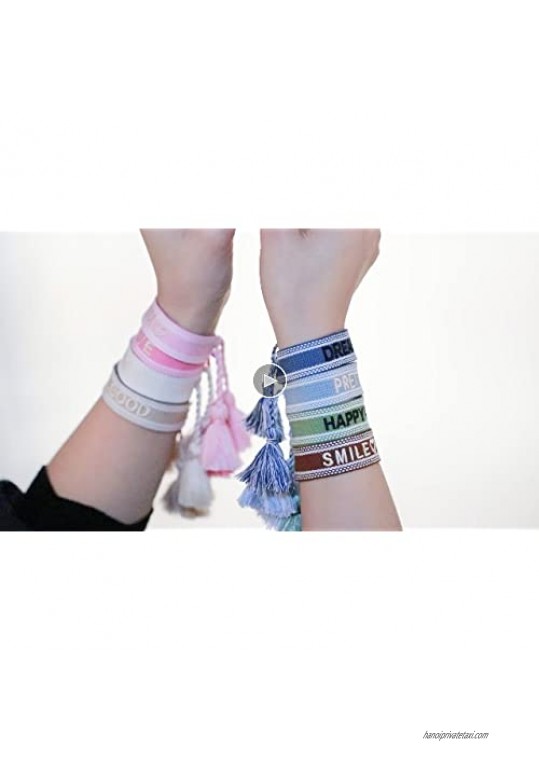 COTTVOTT 2pcs Woven Friendship Wrap Bracelet Lucky Knitted Word Braided Bracelets for Women Girls Gift