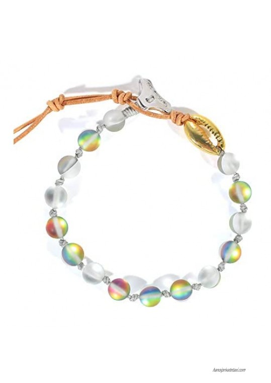 C·QAUN CHI Womens Moonstone Beads Bracelets Wrap Bracelets Northern Lights Bracelets Jewelry for Women
