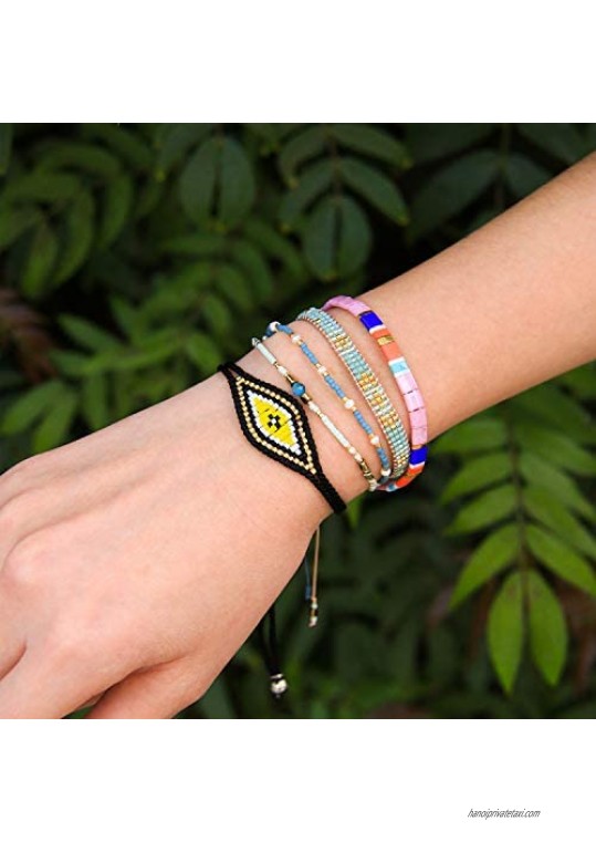 C·QUAN CHI New Rainbow Colors Wrap Bracelets Miyuki Beads Bracelets Handmade Womens Friendship Bracelets