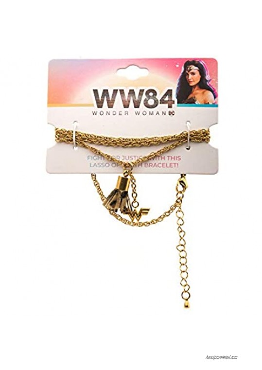 DC Comics Wonder Woman Logo Wrap Lasso Bracelet Yellow Gold 7inch (WWMN84WRPBR01)