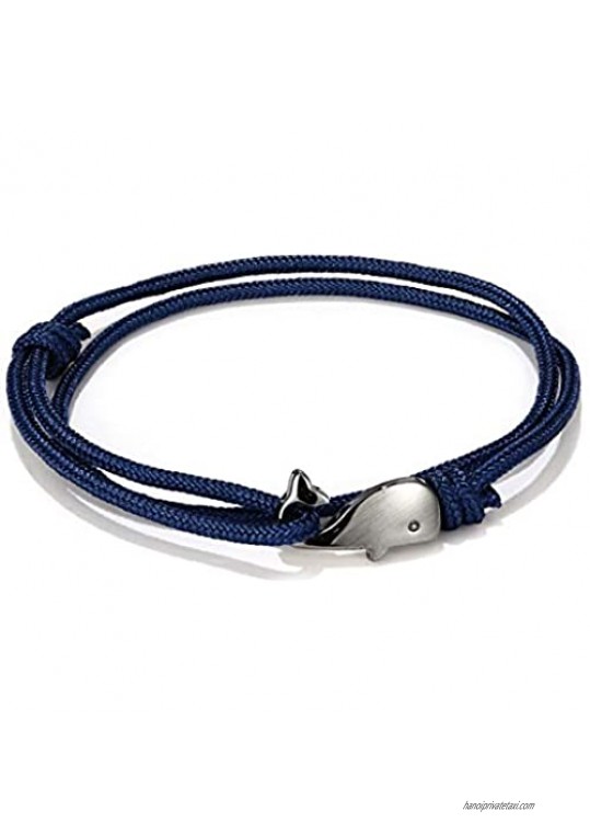 HelloNita Unisex Cute Black Whale Adjustable Nylon Rope Wrap Bracelet for Men Women Teens