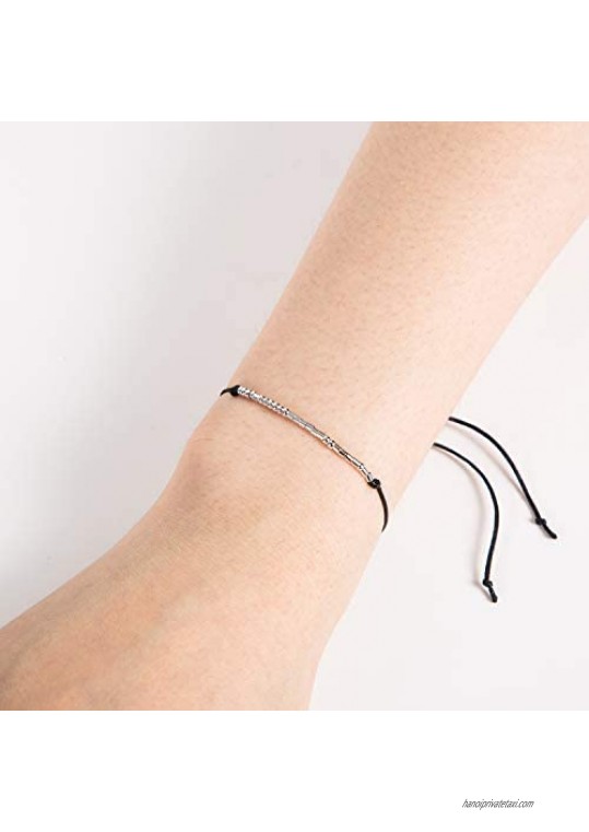 Journey Morse Code Bracelet Handmade Bead Adjustable String Bracelets Inspirational Jewelry for Women