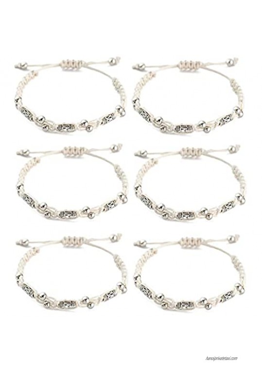 kelistom 6PCS Vintage Braid String Bracelets for Men Women Teen Boys Girls Wax Rope Handmade Braided Woven Wrap Bracelets