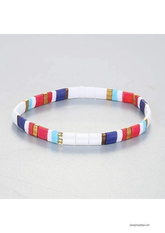 KELITCH Tila Beaded Stretch Bracelets for Women Strand Bangle Handmade Charm Cuff Link Bracelet Summner Fashion Jewelry