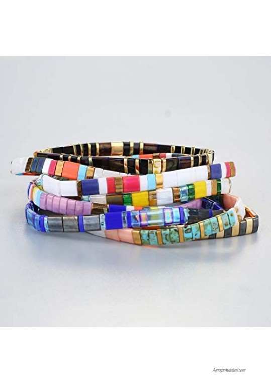 KELITCH Tila Beaded Stretch Bracelets for Women Strand Bangle Handmade Charm Cuff Link Bracelet Summner Fashion Jewelry