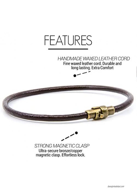 Lobo Verde Handmade Genuine Leather Single Wrap Bracelet with Magnetic Copper Clasp