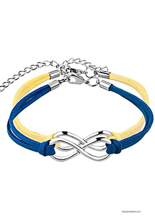 LoEnMe Jewelry 2 Ropes Silver Love Symbol Charm Bangle Handmade Leather Infinity Bracelet