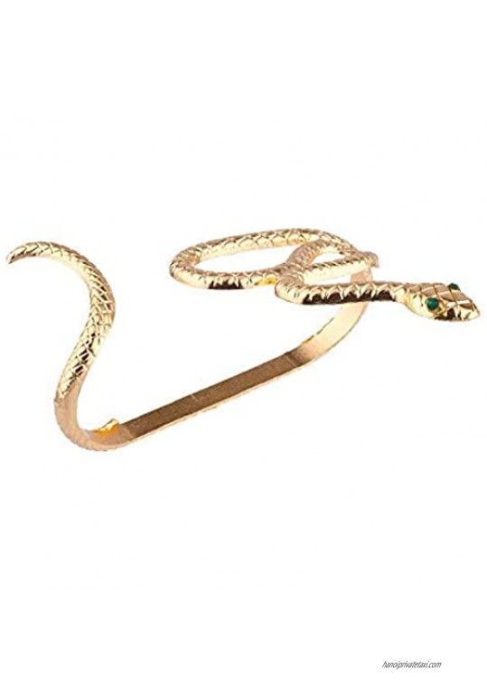 Lux Accessories Green Eye Snake Serpent Hand Wrap Around Rhinestone Bracelet