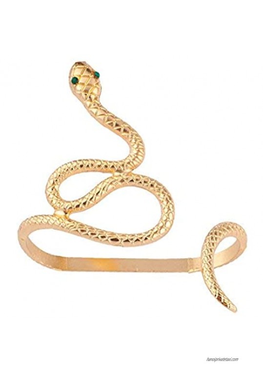 Lux Accessories Green Eye Snake Serpent Hand Wrap Around Rhinestone Bracelet