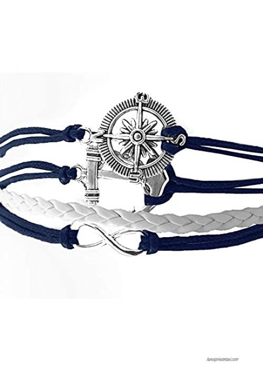 MiniJewelry Women Wrap Bracelet Infinity Owl Bird Animal Faith Anchor Compass Pendant Christmas Birthday Couple Friendship