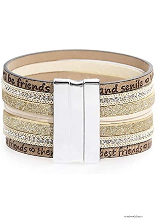 Suyi Best Friend Friendship Gifts for Women Leather Wrap Bracelet for Female Friend BFF Soul Sister