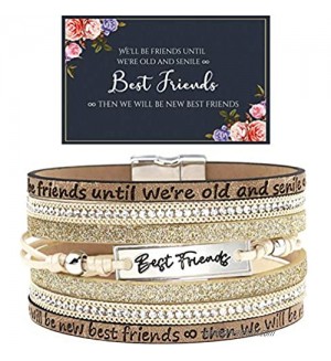 Suyi Best Friend Friendship Gifts for Women Leather Wrap Bracelet for Female Friend BFF Soul Sister
