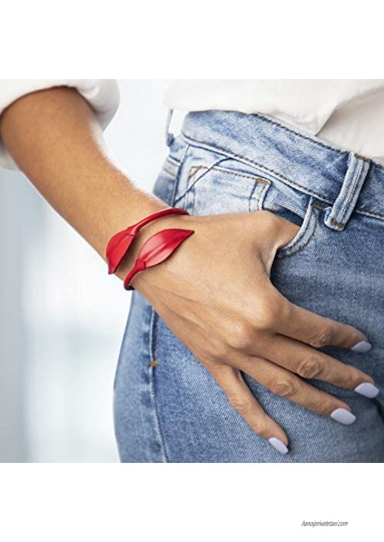 Unique Leather Bracelets for Women-Luxury Jewelry-Handcrafted with Passion and Pride-Adjustable-Bendable Cuff Bangles-Wrist Comfort-Red Green or Tan-Looking for That Special Something-This is it.