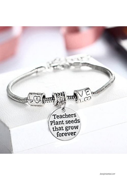 YeeQin Teacher Plant Seeds That Grow Forever Charm Bracelet Love Beads Jewelry Gift for Teacher