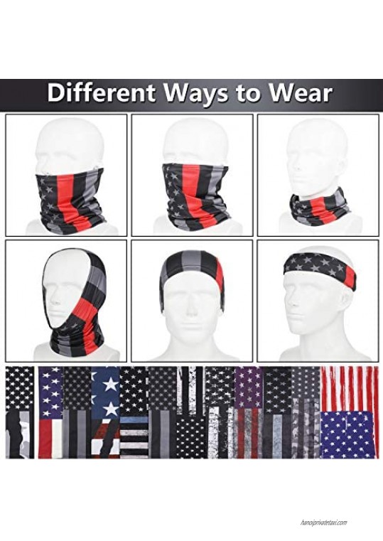 12 Pieces American Flag Face Covering Neck Gaiters US Flag Face Bandana Sun Wind Protection Balaclava Scarf for Summer and Winter 9.4 x 16.5 inch