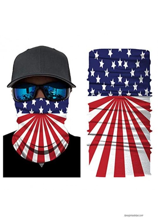 2 Or 6 Pack Multifunctional American Flag Face Mask Reusable Washable Sweat Wicking Breathable Bandanas Neck Gaiter