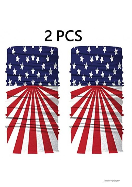 2 Or 6 Pack Multifunctional American Flag Face Mask Reusable Washable Sweat Wicking Breathable Bandanas Neck Gaiter