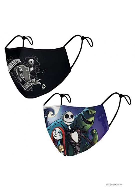 2 Pcs The Nightmare Before Christmas Face Covers Washable and Reusable Outdoor Anti Wind Dust Protection Face Shields