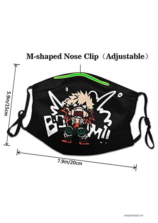 Adult Adjustable 3D My Hero Academia Face Mask with Nose Wire 3 pcs 6 Filters Washable Dust Masks Reusable Mouth Cover Mask