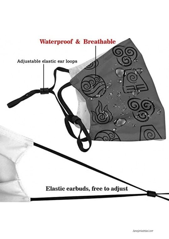 Avatar The Last Airbender-4 Element Symbols Adjustable Earloop Face Mouth Anti Pollution Mask with 6 Filters