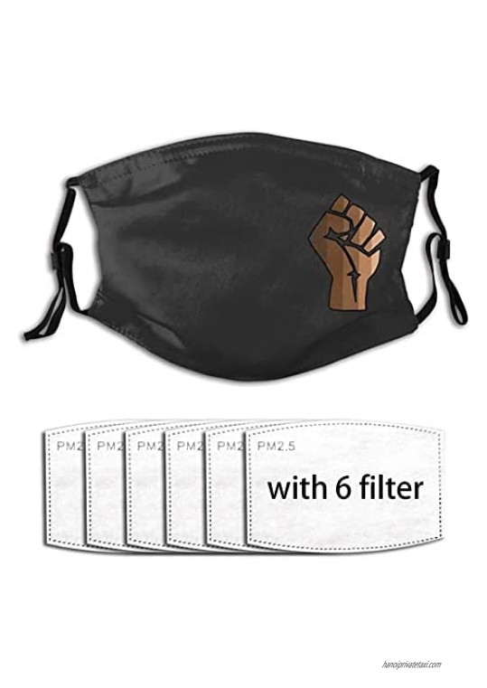 Black Lives Matter Face Mask with 6 Pcs Filters Washable Breathable Reusable Adjustable Balaclavas