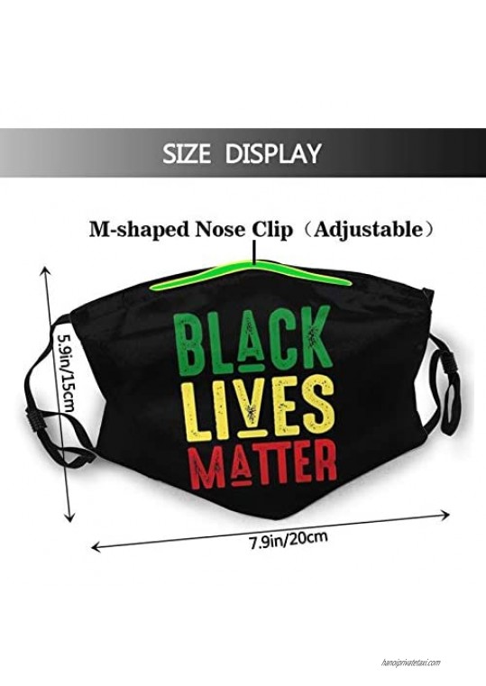BLM Face Mask Washable Black Lives Matter Mask Balaclava Adults with Filters
