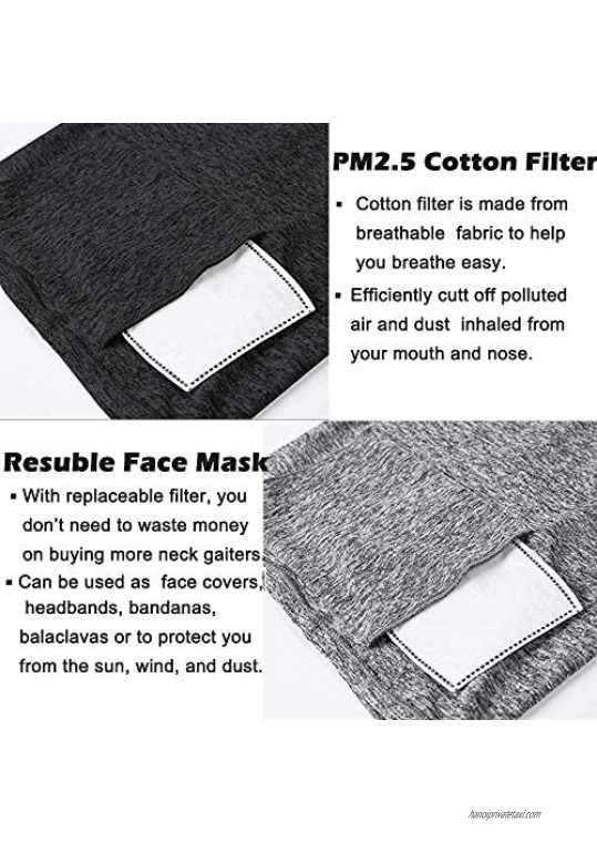 Bosttor Neck Gaiter with Filter Breathable Face Cover Multi-Functional Sports Headbands Head Wrap Sun UV Dust Protection