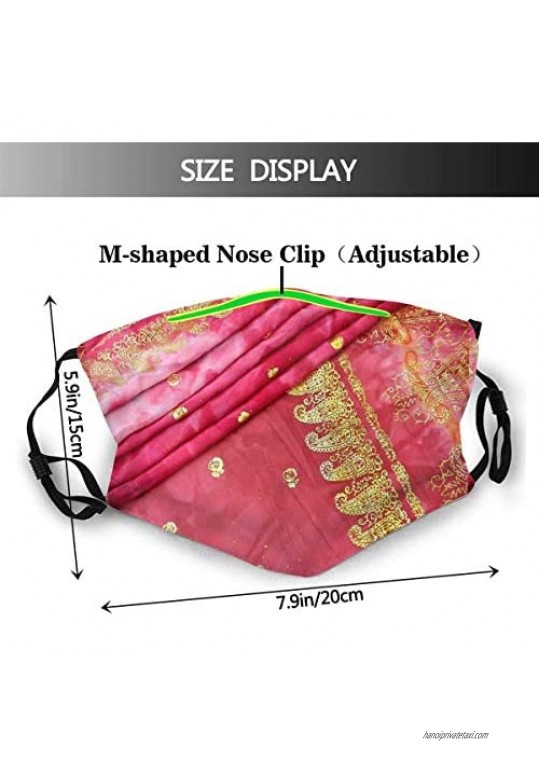 Cerise Pink Gold an Indian Sari Bride Wedding Gown Men Women Adjustable Earloop Face Cover Anti Pollution Washable with 6 Filters