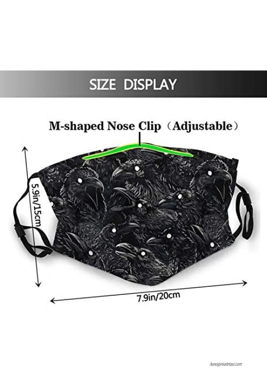 Cool Goth Face Mask Washable Reusable Balaclava Dustproof Fashion Scarves With 2 Pcs Filters For Unisex