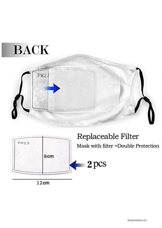 Face Mask with Filter Pocket Hamsa Washable Reusable Face Bandanas Cloth Balaclava with 2 Pcs Filters Black