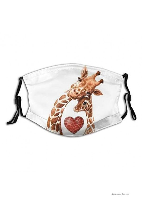 Giraffes With Sun Giraffe-Face Mask Balaclava Washable&Reusable With 2 Filters For Adult Women Men&Teens