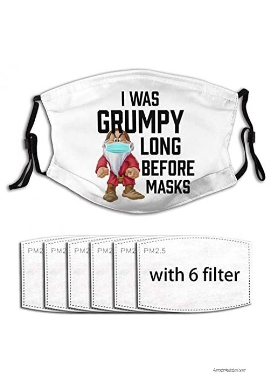 I was Grumpy Long Before Unisex Windproof and Dustproof Cloth Mouth Mask Face Cover with 6 Filters Black