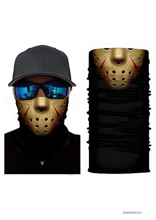 Jason Neck Gaiter Face Mask with Ear Loops Bandana Tube Balaclava Men Women for Sun UV Dust Protection