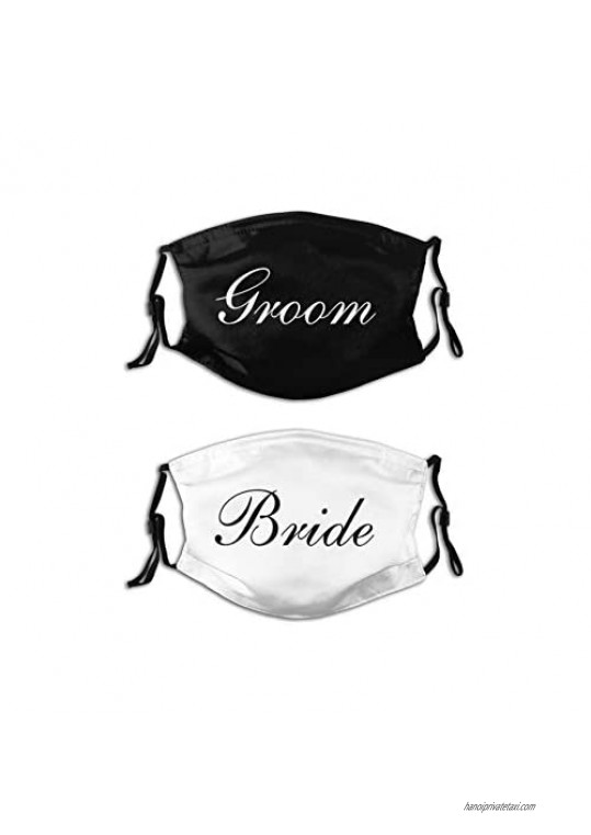 Lace Groom and Bride Couple Face Mask 2PCS Mask Reusable Washable Balaclavas with 4 Filters