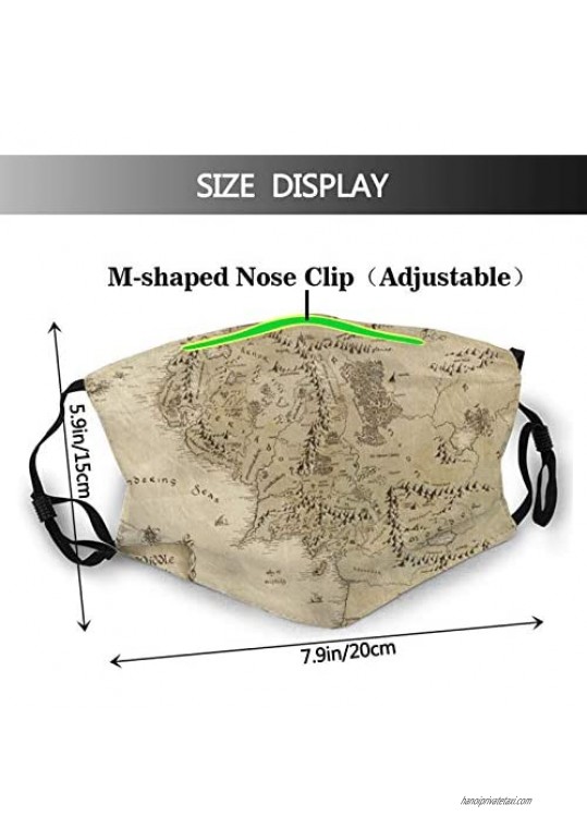 Lord of The Rings Maps Outdoor Mask Protective 5-Layer Breathability and Comfort Men Women Bandana
