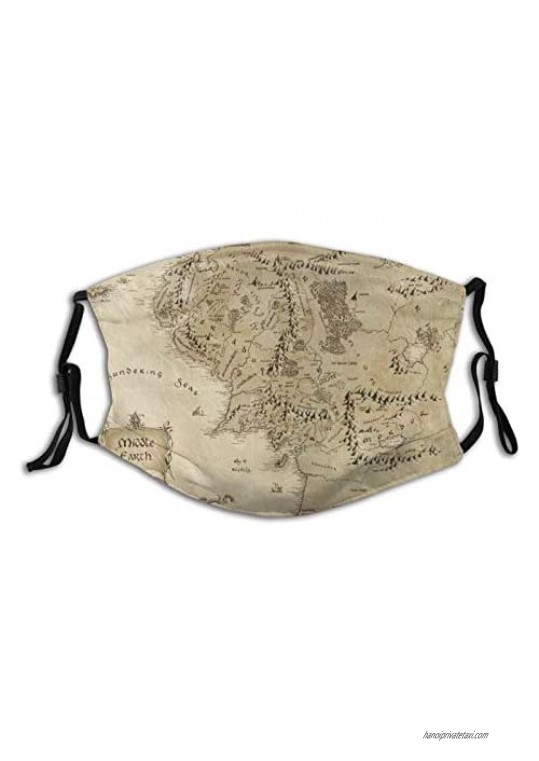 Lord of The Rings Maps Outdoor Mask Protective 5-Layer Breathability and Comfort Men Women Bandana
