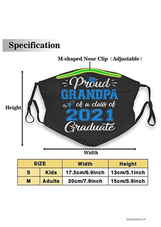 Mask-Proud Grandpa of A Class of 2021 Graduate Personalized Face Mask Washable Reusable Size M Black